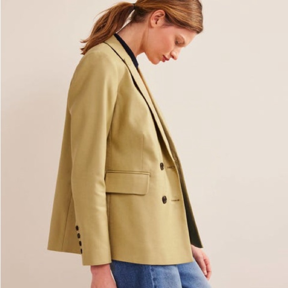 Boden Olive Green Double-Breasted Blazer